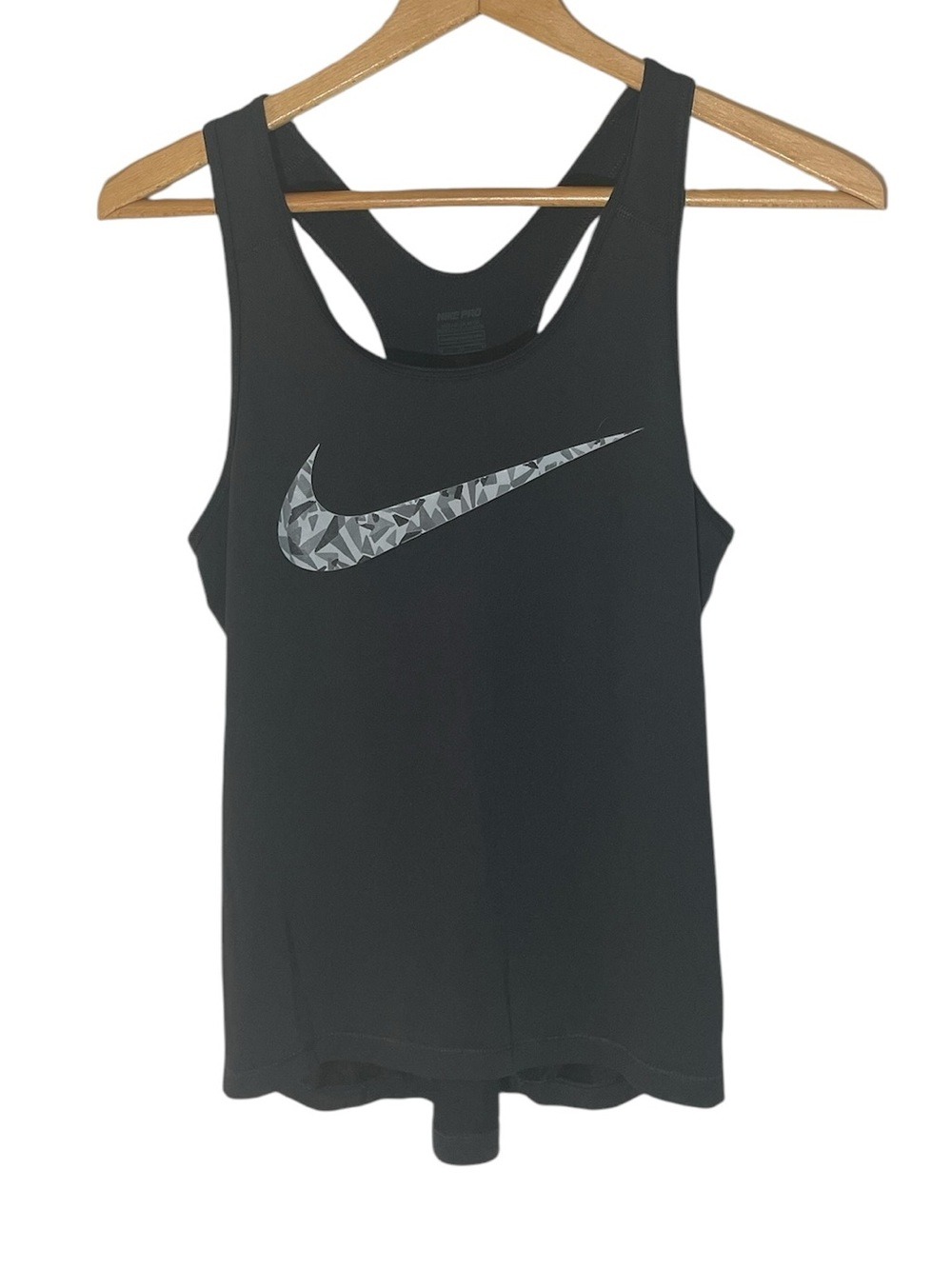G9 Nike Pro Black Racerback Athletic Tank with Silver Patterned Swoosh